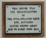 The plaque remembering the location of the 47th Infantry’s Regimental headquarters at 50 Broad Street, Alresford.