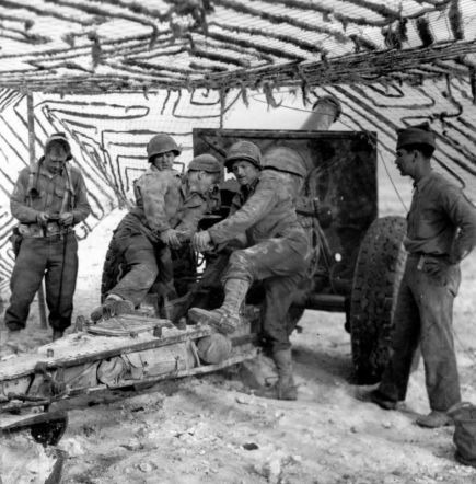 Artillery men in action