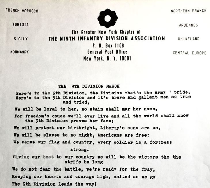 Ninth Infantry Division March text