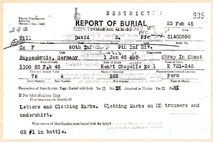 Report of Burial