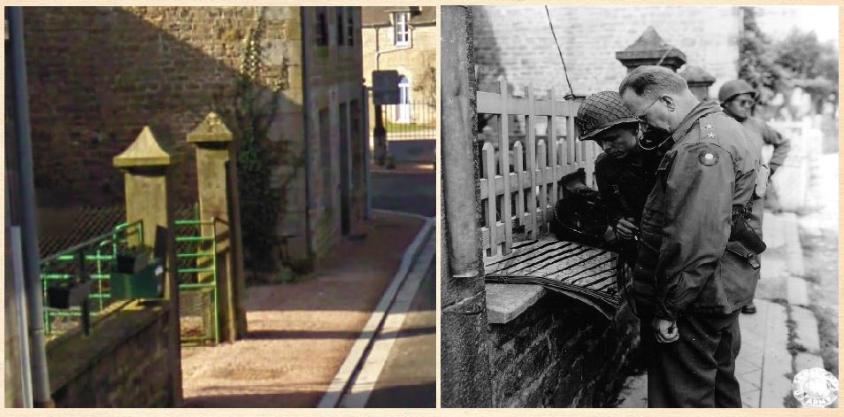 Le Bourg street in Beauvain - Then and Now. Closeup
