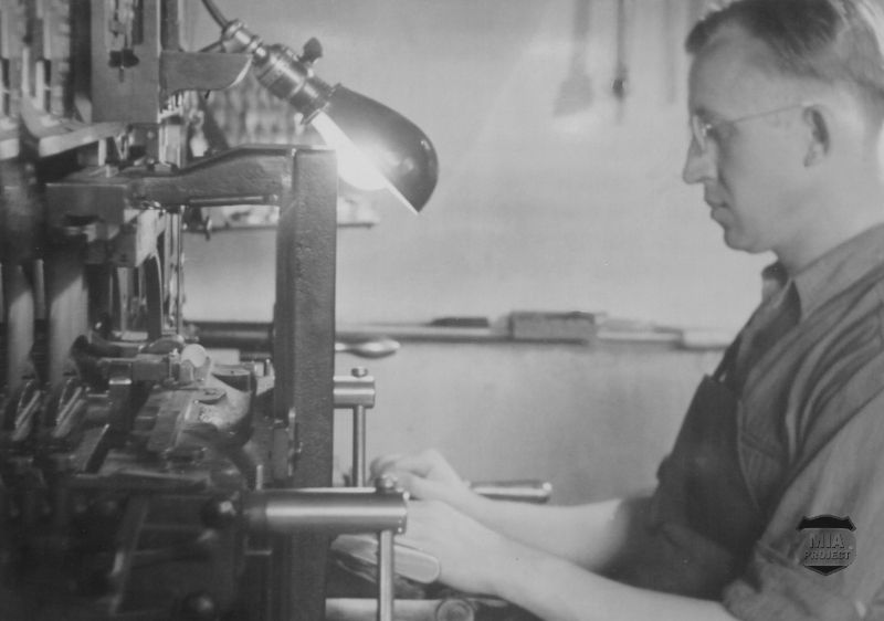 Post war: Edward working in his printing business.