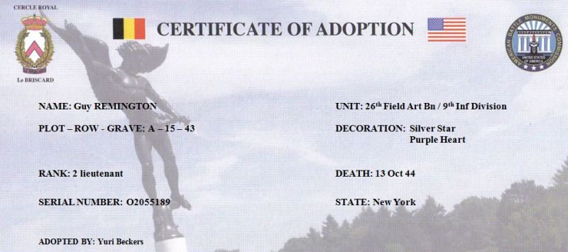 Guy Remington Adoption Certificate Yuri