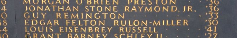 Guy Remington Memorial Plaque closeup