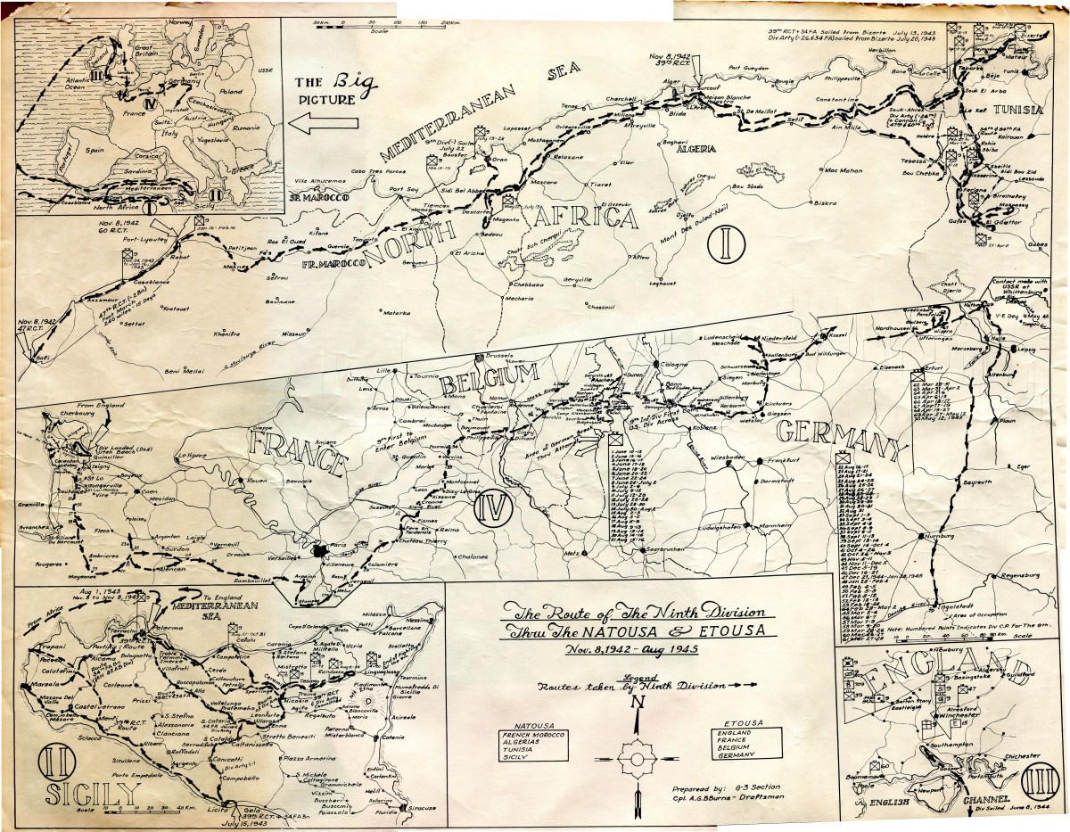 9th Infantry Division Route WWII