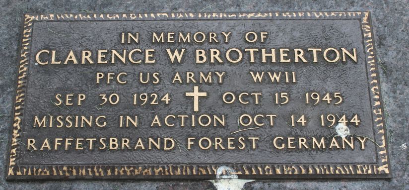 Clarence Brotherton Drummer Township Memorial Plate