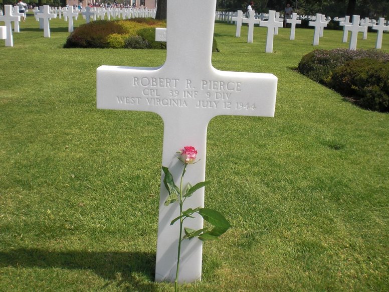 Bobby's grave at the Normandy Cemetery