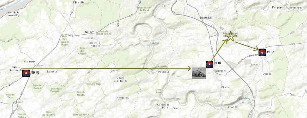 Movements of the 39th Infantry Regiment on September 9th, 1944.