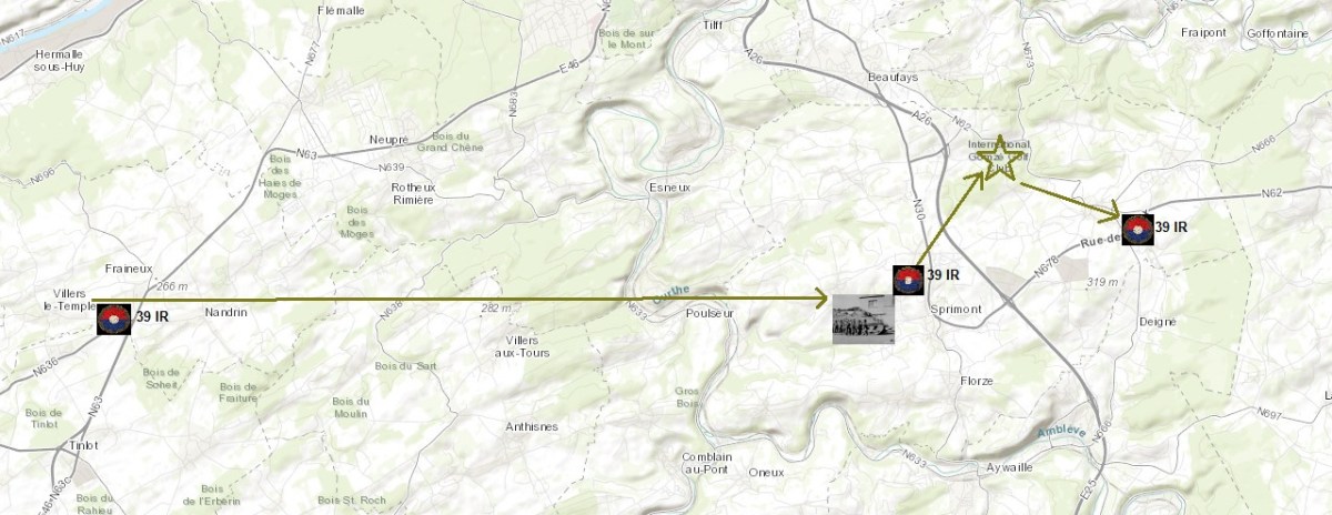 Movements of the 39th Infantry Regiment on September 9th, 1944.