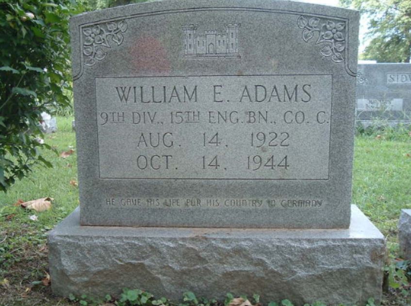 William E. Adams tombstone