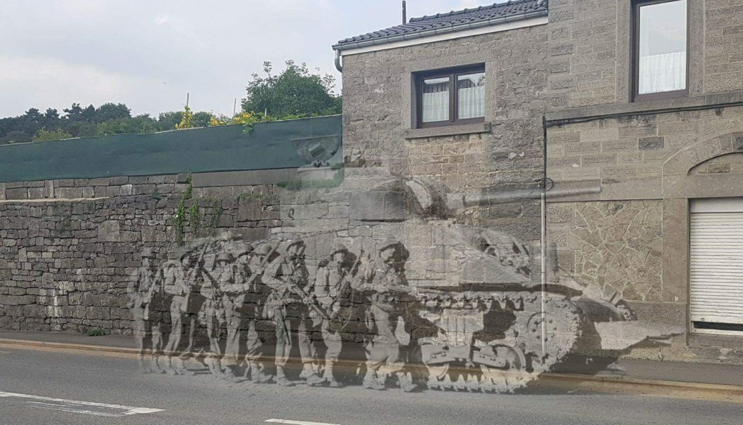 39th Infantry Regiment in Sprimont, Belgium - Then and Now.