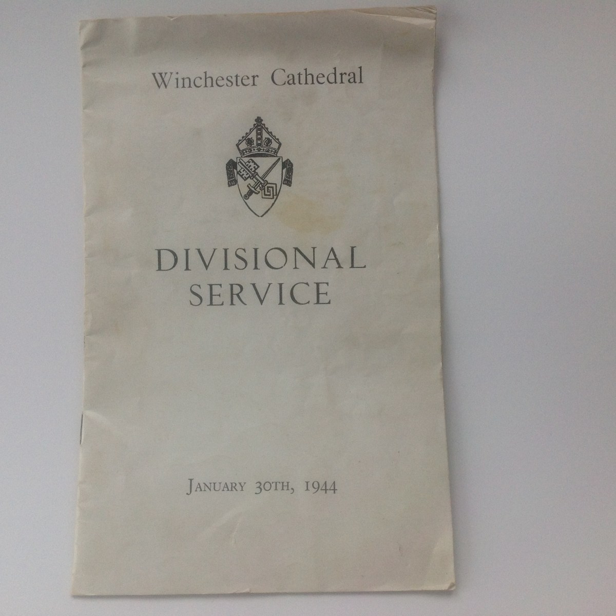 Winchester Cathedral Divisional Service Booklet - Front