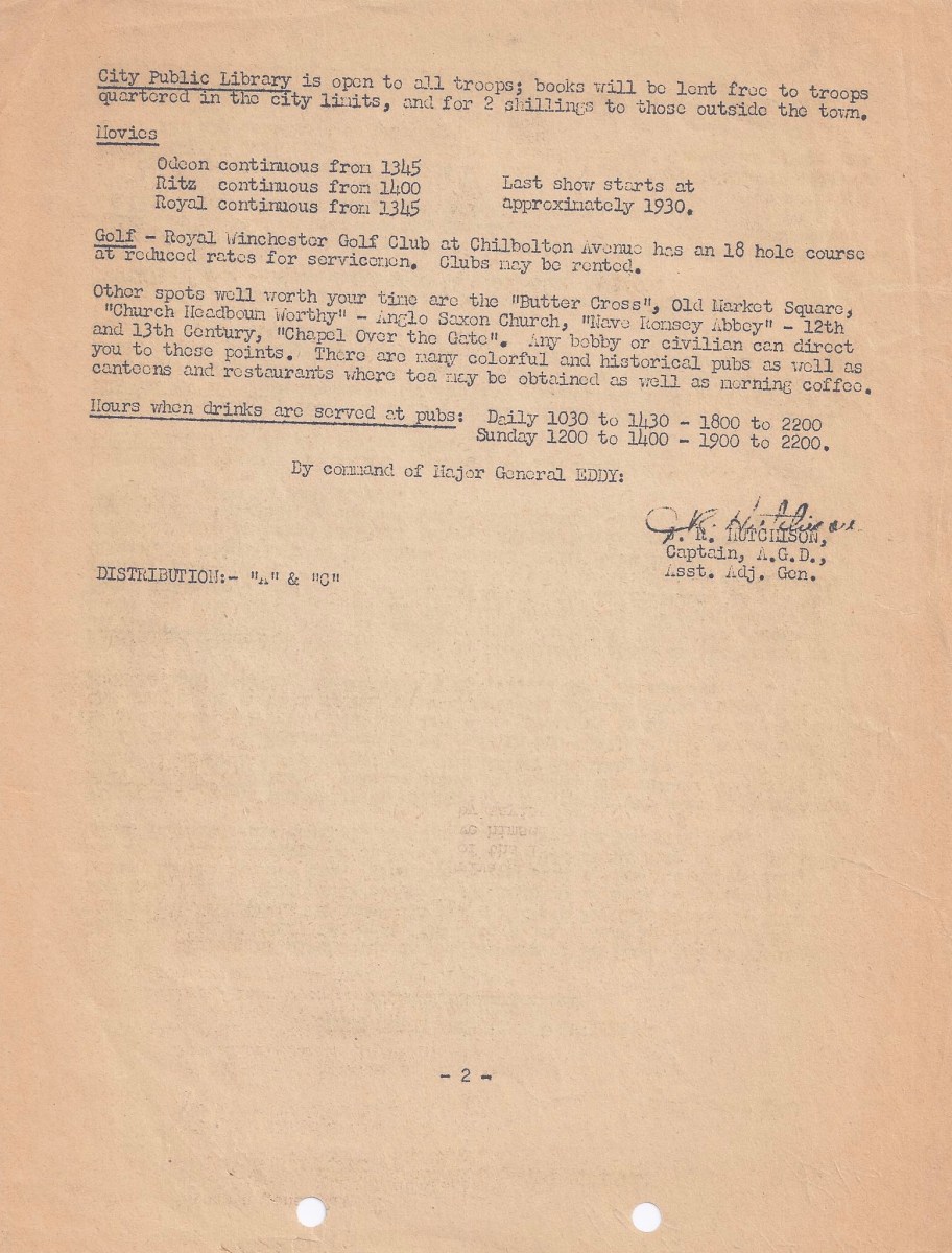 Winchester Tour leaflet of December 3rd 1943 part 2