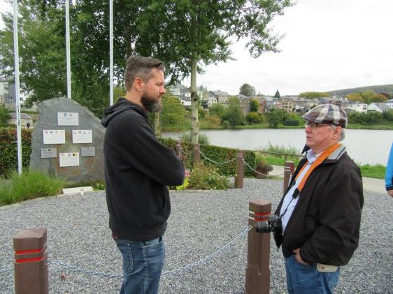 W. Blanchard and Yuri Beckers discussing actions of the 746th Tank Battalion.