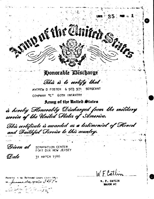 Discharge paper Andrew Foster