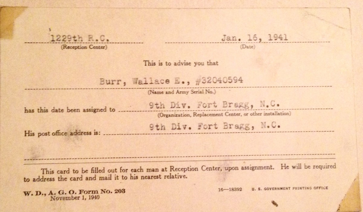 Fort Bragg 1941 Card