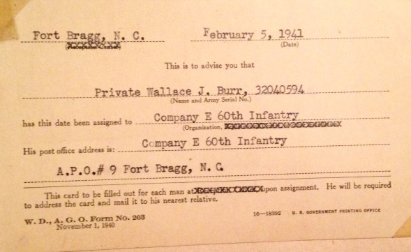 Fort Bragg 1941 Card