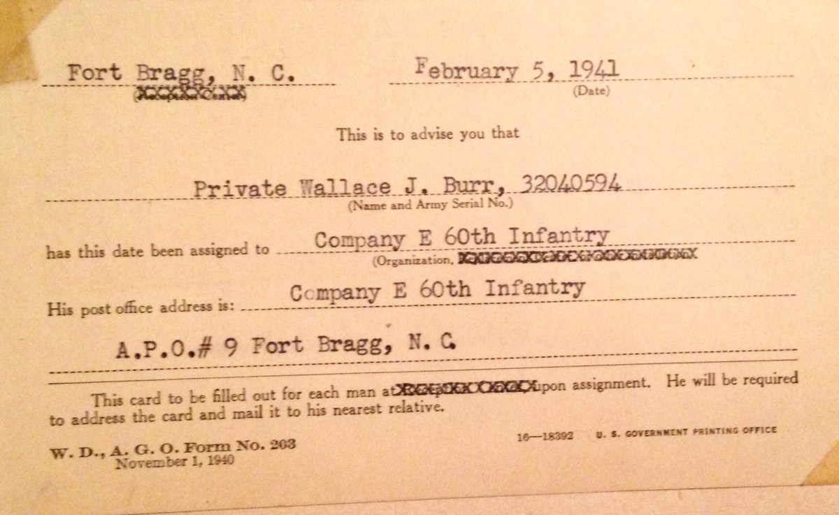 Fort Bragg 1941 Card