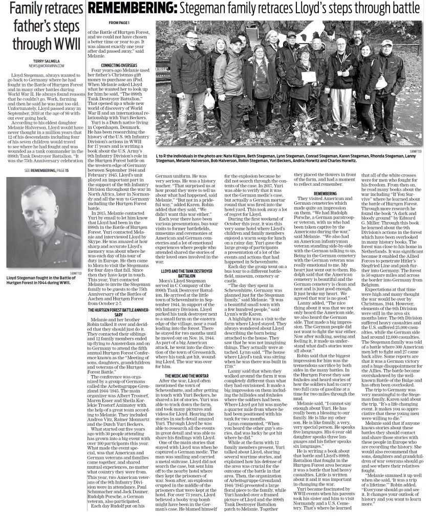 Stegeman Family retraces father's WWII footsteps in Germany.