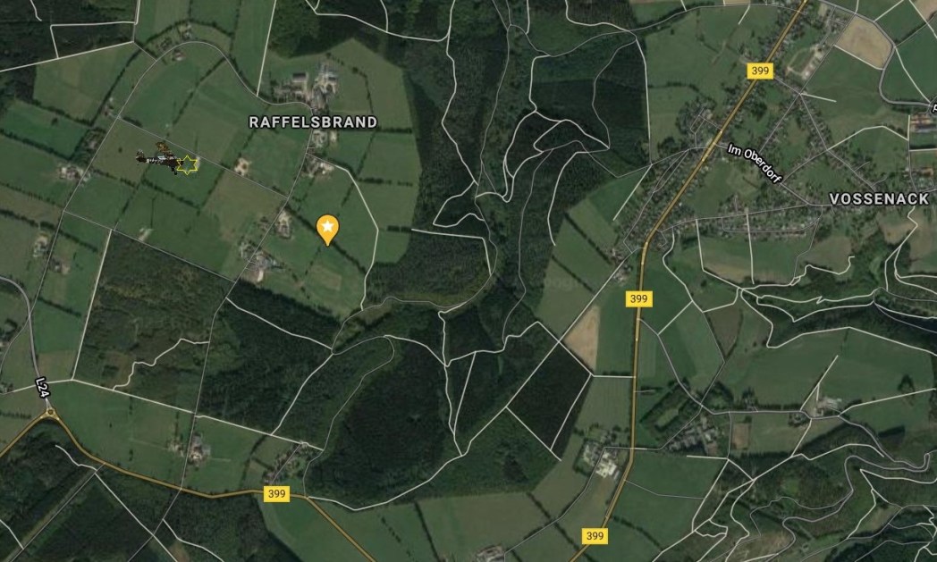 Crash location marked with the small plane