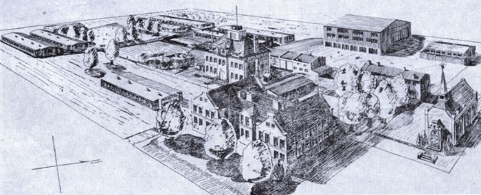 Oflag 64 drawn by American POW James Bickers, circa 1944.