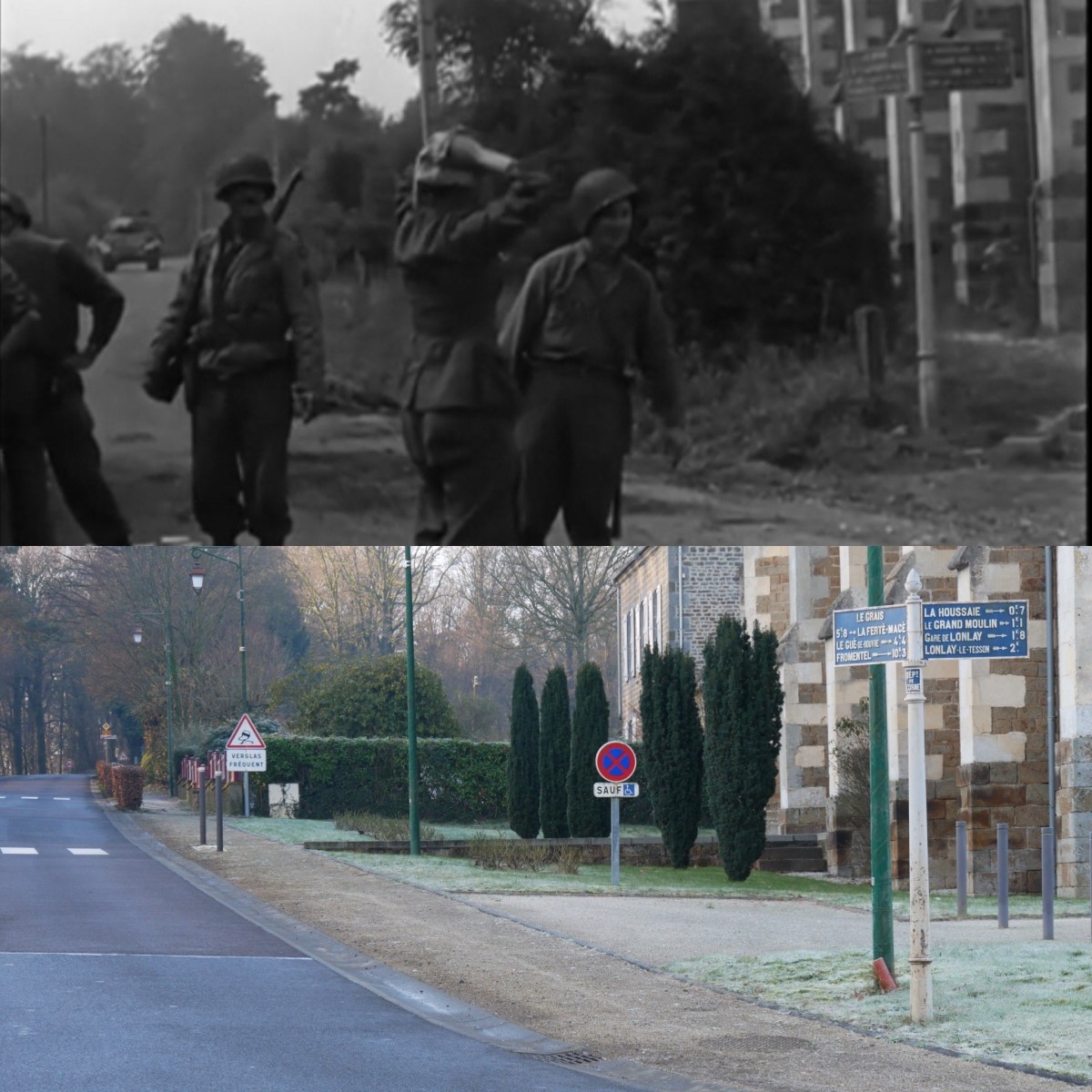 7. At the church, several German prisoners are rounded up.