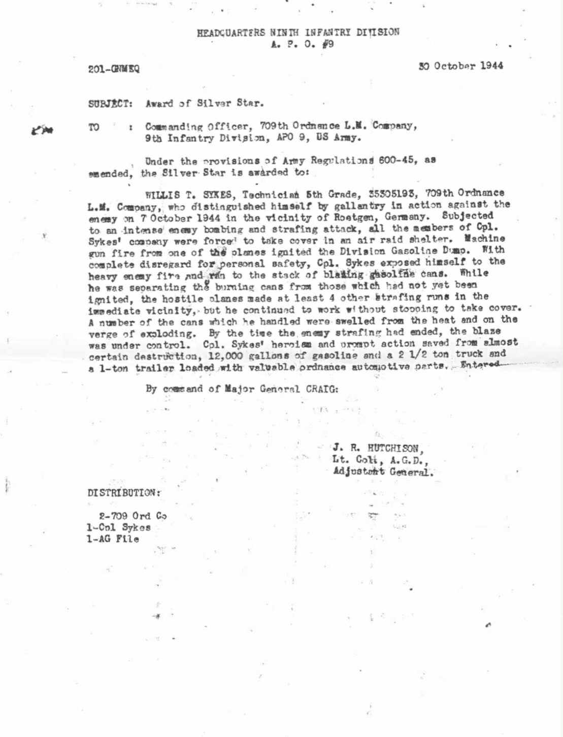 Silver Star Citation